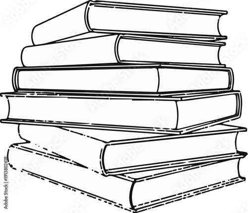 Stack of hardcover books on a plain background