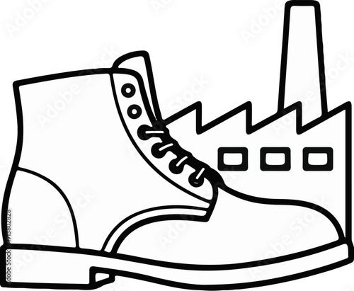 Stylized factory and work boot icon