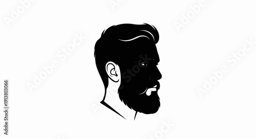 Stylized black profile silhouette of a man with a beard and mustache