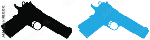 Handgun pistol gun firearm weapon silhouette isolated on transparent background illustration