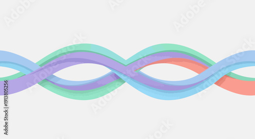 Modern abstract design showcasing a harmonious blend of intertwined, flowing colorful waves, symbolizing connection, movement, and creative energy in a vibrant composition