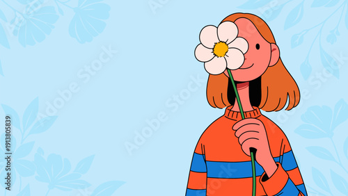Vector illustration of young cool girl. Women's day on March 8