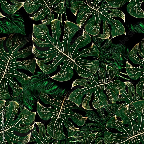 green leaves seamless pattern