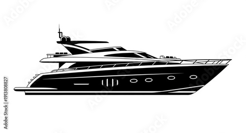 Luxury Yacht Illustration on White Background.