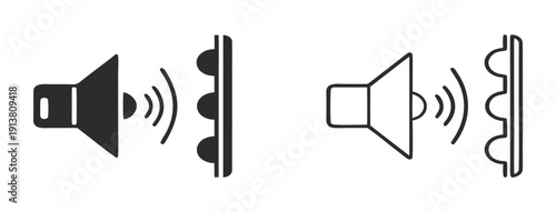 Soundproof vector icons. Acoustic insulation vector signs set. Soundproof icon. Acoustic panels icon

