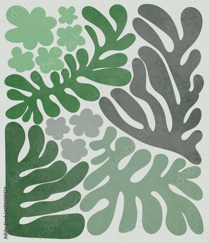 Abstract seamless green leaves pattern and olive branch vector illustration for floral nature wallpaper design