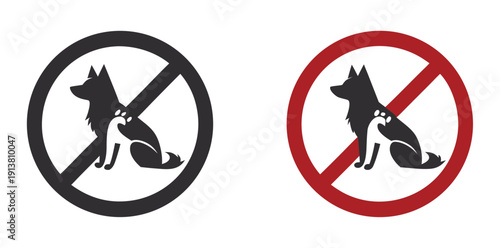 No pet allowed vector icons. Cat and dog no pet allowed vector signs set

