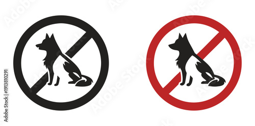 No pet allowed vector icons. Cat and dog no pet allowed vector signs set

