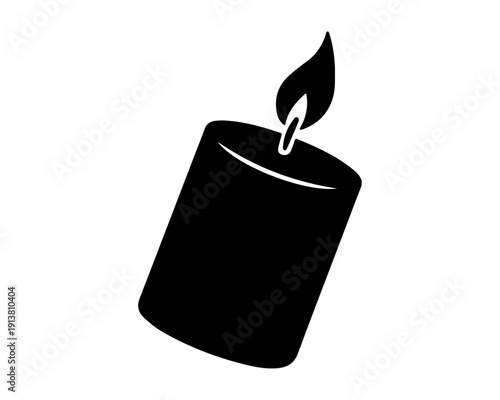 Burning candle simple black glyph icon or logo isolated on white background