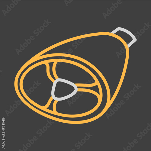 Pork Shank Meat Cut Flat Icon