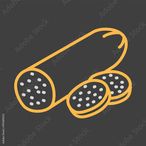 Sliced Pepperoni Sausage Minimalistic Flat Icon
