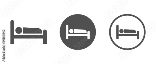 Person in bed, hotel vector graphic icons collection

