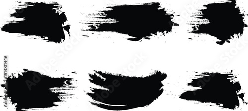 Black grunge brush strokes vector pack  dry Ink paint texture collection