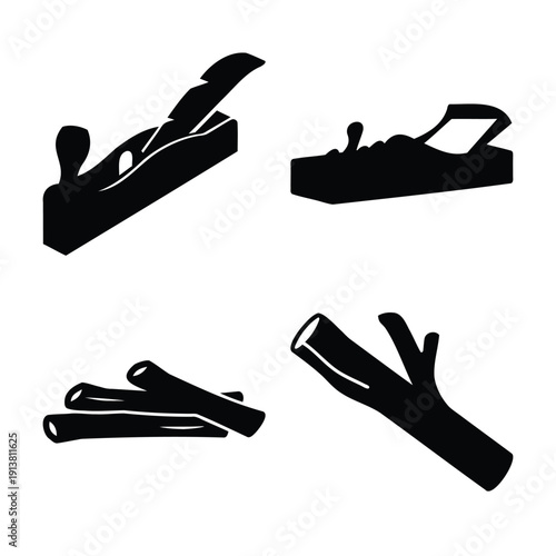 Woodworking tools and natural timber elements for craftsmanship and carpentry