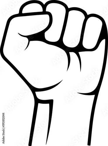 Fist raised in protest symbol of power and solidarity simple vector illustration for social movements and activism