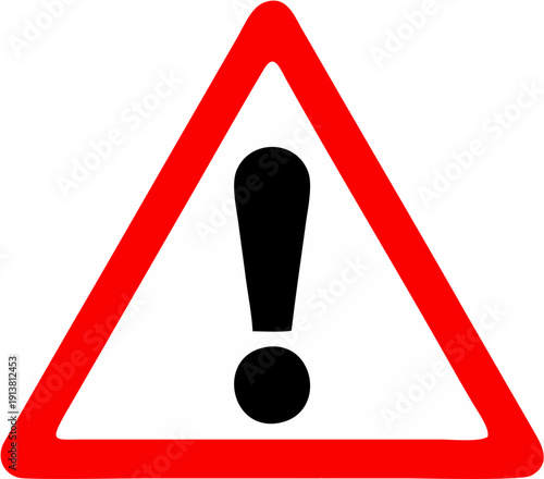 Red triangle warning sign with black exclamation mark a universal symbol for caution and danger isolated on a white background for clear communication
