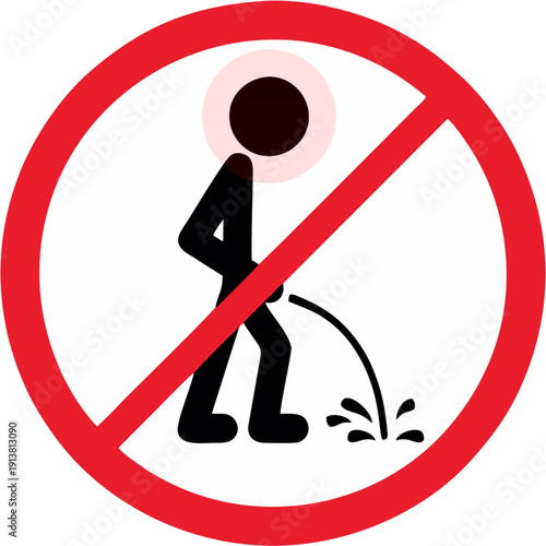 No Urinating Sign prohibition symbol of a man peeing vector illustration for public warning and restriction
