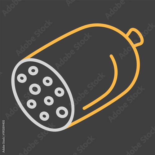 Cooked Lard Sausage Flat Vector Icon