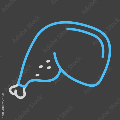 Roasted Chicken Leg Minimal Flat Illustration