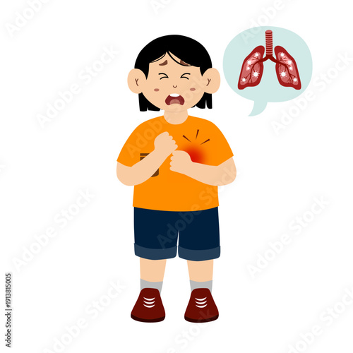 Cute little girl with a cough and pneumonia. Little girl with lung complications after being diagnosed with flu and pneumonia. A sick child with sneezing and feeling unwell. child with symptoms of flu