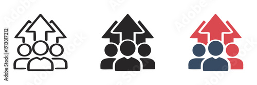 Team growth icons. Development illustration sign. Popularity symbol. Population growth vector icon

