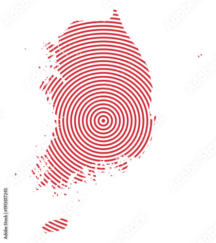 Red Circle Lines South Korea Map Asian Country