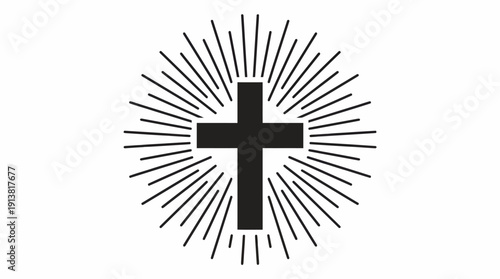 Memorial Cross Vector – Black Religious Symbol with Green Palm Fronds and “In Memoriam” Text for Tribute, Remembrance, and Faith-Based Creative Projects