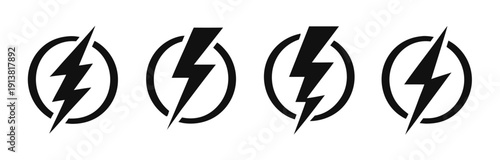 Lightening bolt vector icons set