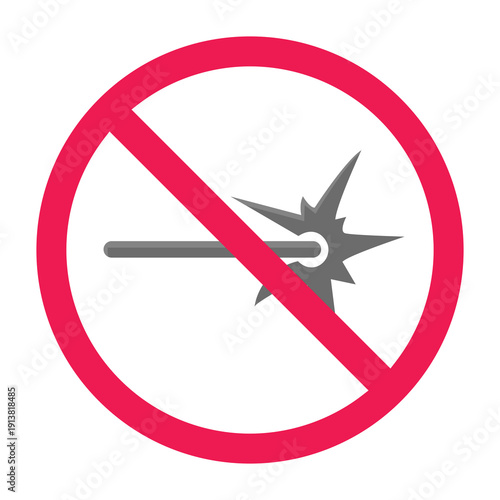 No laser sign, laser beam prohibited symbol, laser radiation prohibited symbol, vector illustration