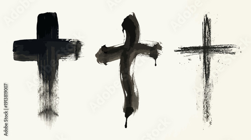 Memorial Cross Vector – Black Religious Symbol with Green Palm Fronds and “In Memoriam” Text for Tribute, Remembrance, and Faith-Based Creative Projects