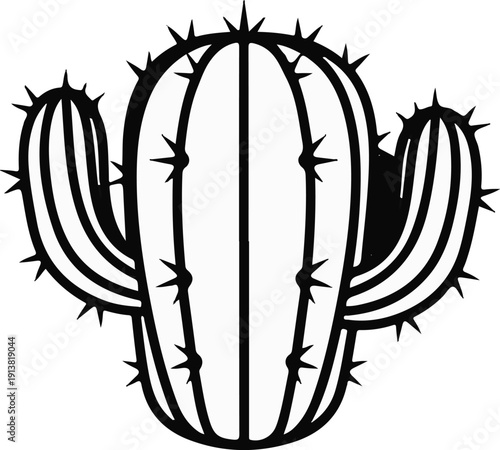 Stylized graphic of a saguaro cactus with radiating spines