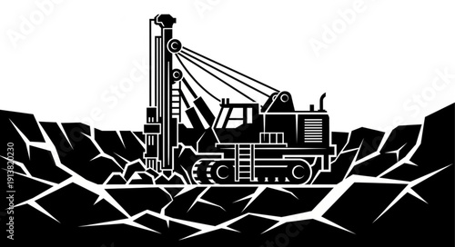 Drilling Rig Operating in Fractured Ground.