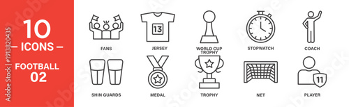 Football icon set with ten minimal designs