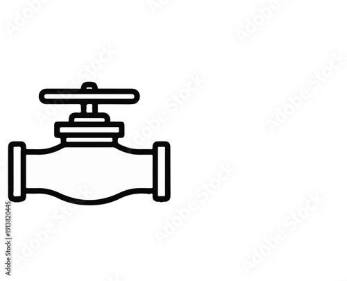 Stylized line art icon of a valve with a handle on a pipe