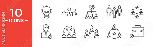 Meeting icon set with ten minimal designs