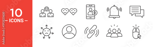 Social media icon set with ten minimal designs