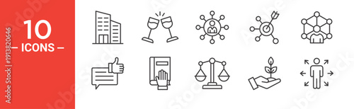 Strategy and skill development icon set