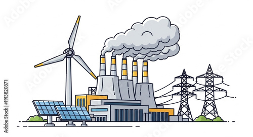 Industrial power generation with renewable and fossil fuel sources.