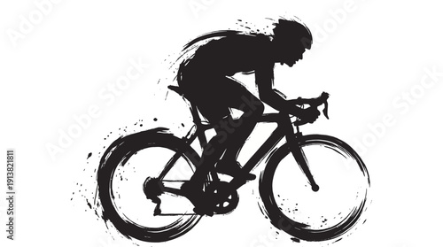 Silhouette of a Cyclist in Motion on a Bicycle, Illustrating Speed and Athleticism