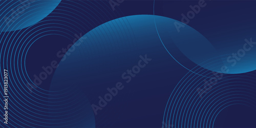 Abstract blue geometric lines glowing on dark blue background. Modern shiny blue circle lines pattern. Futuristic technology concept
