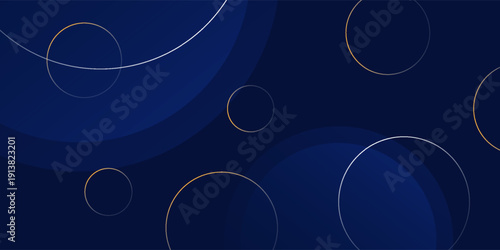 Luxury dark blue navy background with gold circle and shadow. Modern textured dark blue background