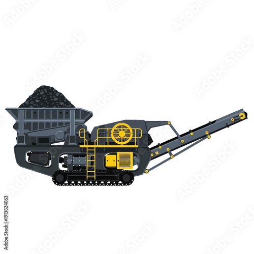 Industrial mobile crushing machine for large-scale material processing and construction