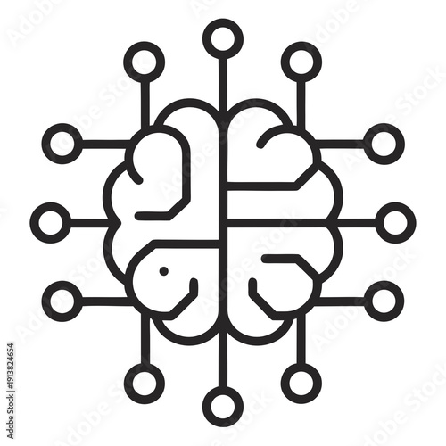 Creative Brain Intelligence Lightning Bolt Vector Icon