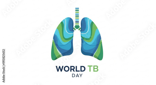 World tb day lungs illustration with earthy green and blue hues symbolizing global health awareness