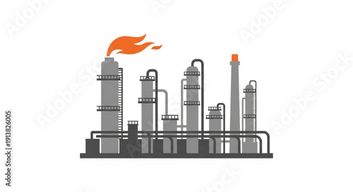 Industrial Oil Refinery Plant with Smoke Stack.