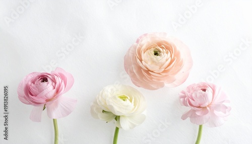 Einzelne Blüten im weißen Raum