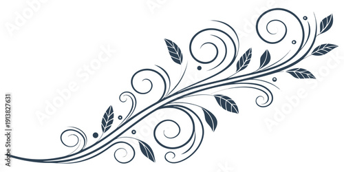 Elegant black and white floral design with intricate swirls and leaves