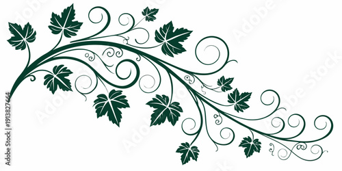 Intricate green leafy design with elegant swirls and flourishes