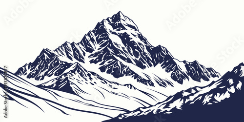 Majestic snow-covered mountain peaks under a clear blue sky