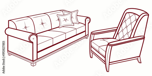 A cozy living room with a beige sofa and a matching armchair